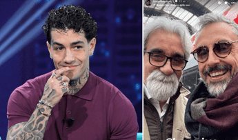 Tony Effe, il selfie di Brunori Sas e Beppe Vessicchio: l’incredibile somiglianza