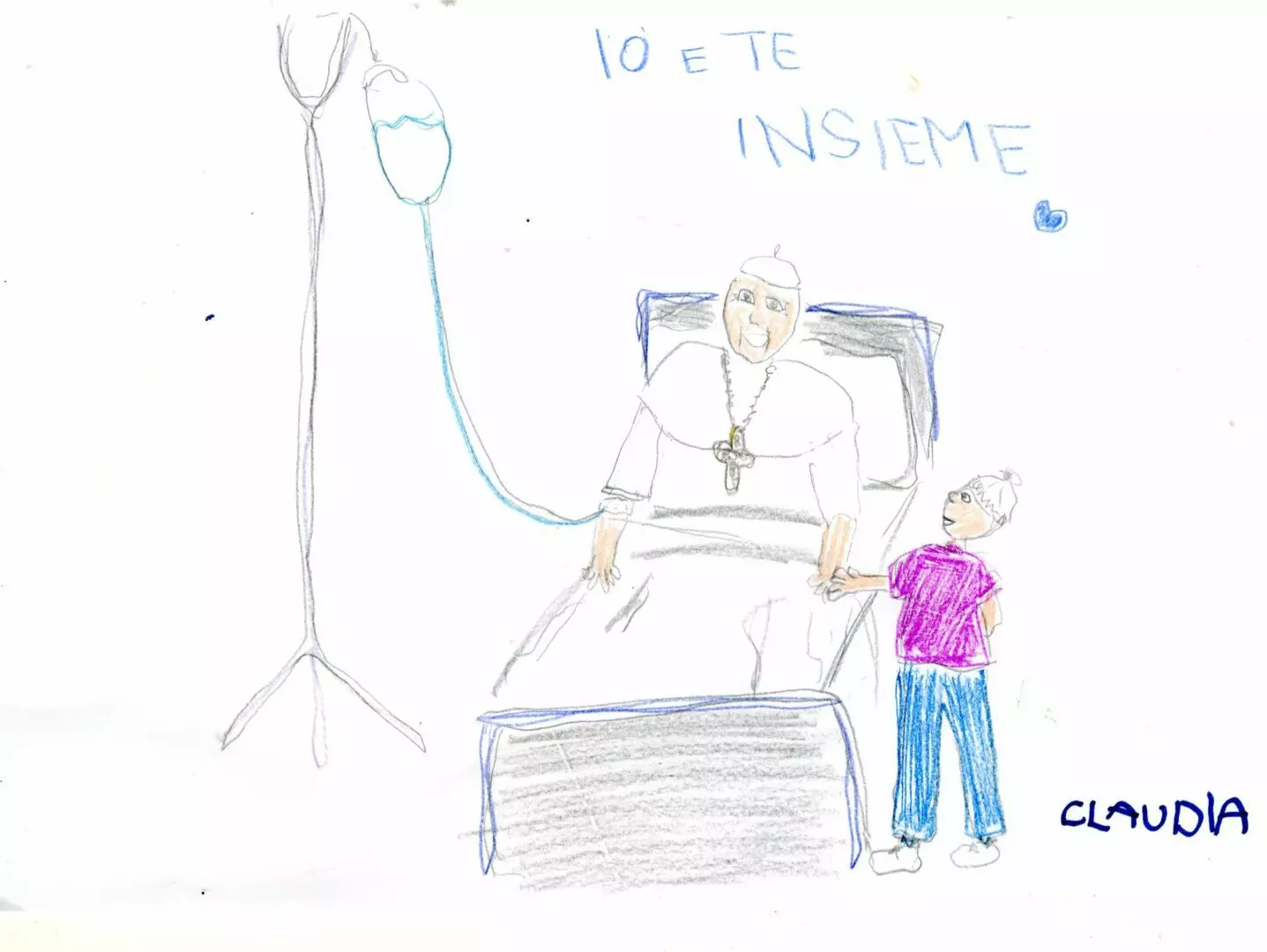 I piccoli pazienti del ‘Bambino Gesù’ dedicano dei disegni al Papa